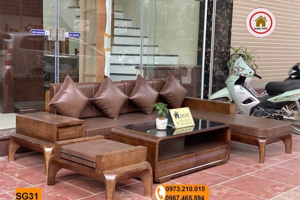 sofa chân cong gỗ sồi Nga SG31