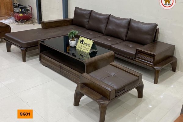 Bộ ghế sofa chân cong gỗ sồi Nga SG31