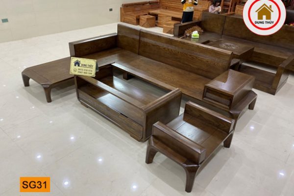 bộ ghế sofa chân cong gỗ sồi SG31