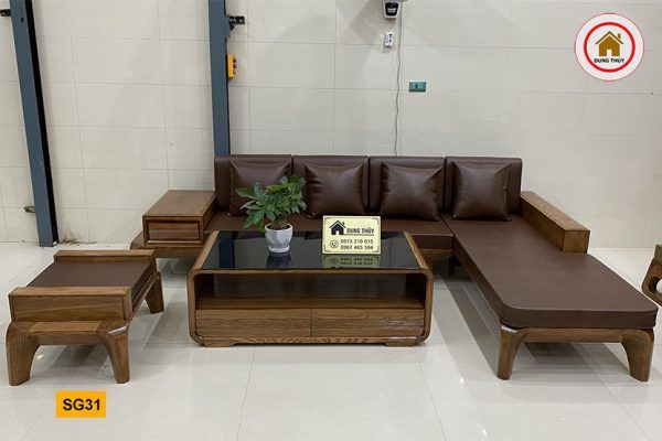 sofa chân cong gỗ sồi SG31 xịn