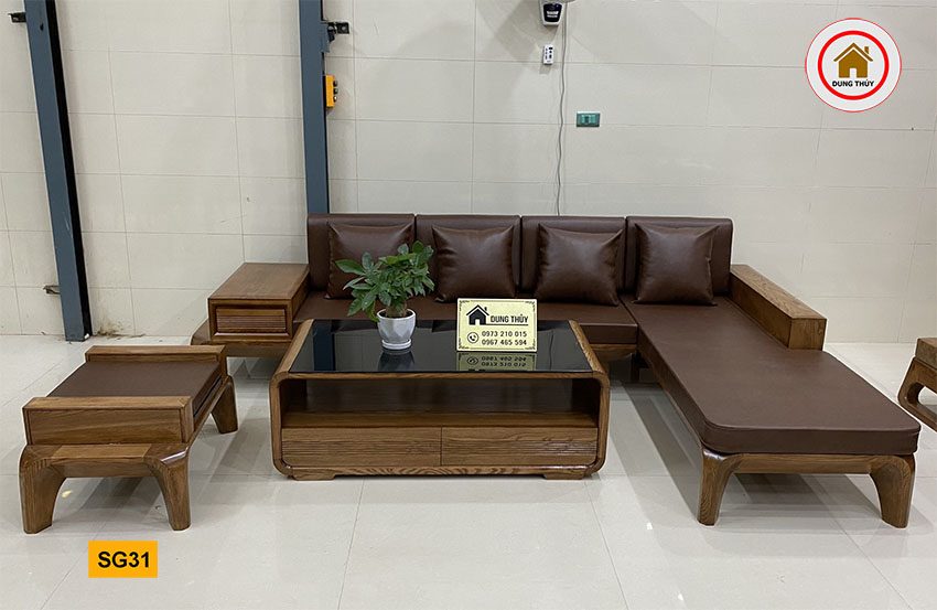 sofa chân cong gỗ sồi SG31 xịn