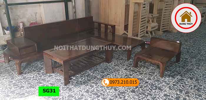 Bộ ghế sofa chân cong gỗ sồi Nga SG31