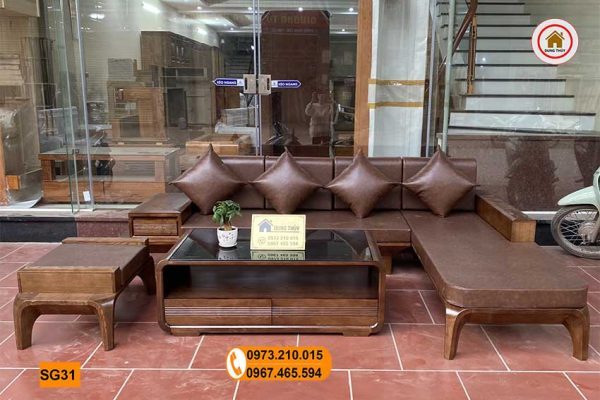 sofa chân cong gỗ sồi Nga SG31