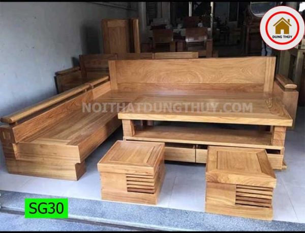 Bá» gháº¿ sofa gÃ³c chá»¯ L gá» gÃµ SG30