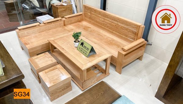 Bộ ghế sofa tay trứng tựa liền đục cảnh gỗ sồi Nga SG34