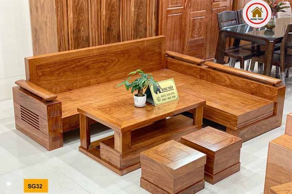 Bộ ghế sofa góc trứng to gỗ hương vàng SG32