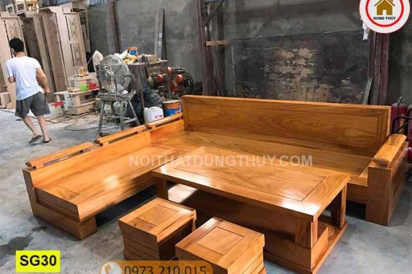 Bộ ghế sofa góc chữ L gỗ gõ đỏ SG30