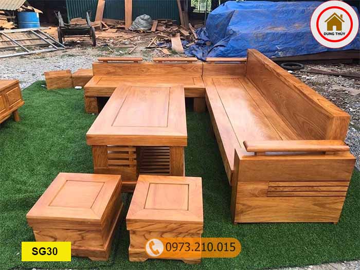 Bộ ghế sofa tay trứng gỗ gõ đỏ SG30