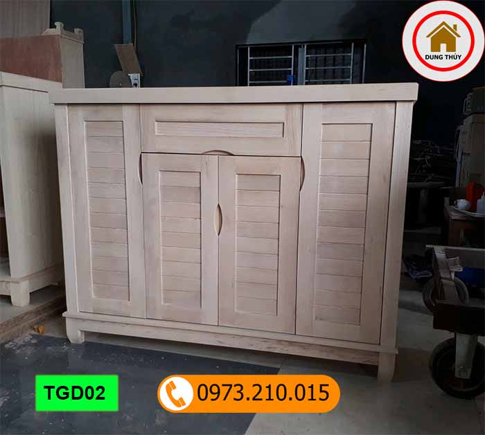 Tủ giầy dép 4 cánh 3 buồng gỗ sồi Nga TGD02