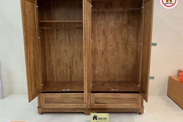 tủ gỗ quần áo 4 cánh gỗ hương xám TG06