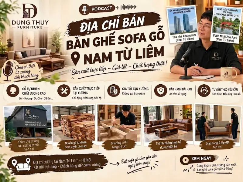 Địa chỉ bán bàn ghế sofa gỗ phòng khách Nam Từ Liêm