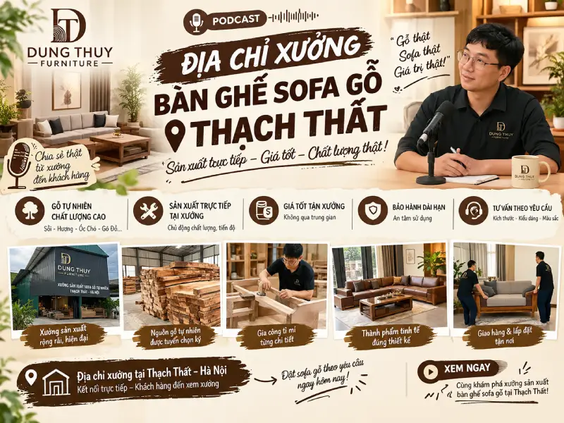 Địa chỉ xưởng bán bàn ghế sofa gỗ Thạch Thất uy tín giá rẻ năm 2027