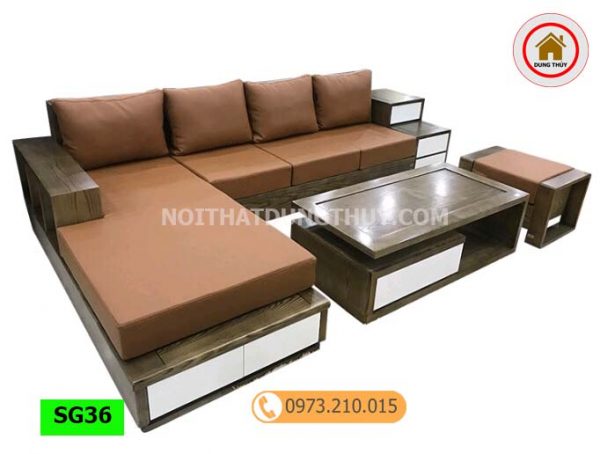 Bộ ghế sofa hộp 3 ngăn kéo gỗ sồi Nga SG36
