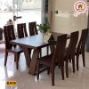 Bàn ăn mặt liền 6 ghế chữ nhật gỗ sồi Nga BA09