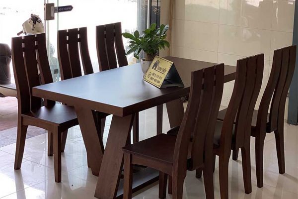 Bàn ăn mặt liền 6 ghế chữ nhật gỗ sồi Nga BA09