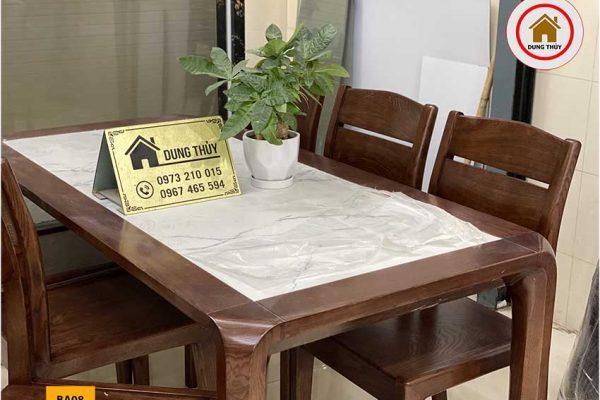 bộ bàn ăn 6 ghế gỗ sồi mặt đá BA08