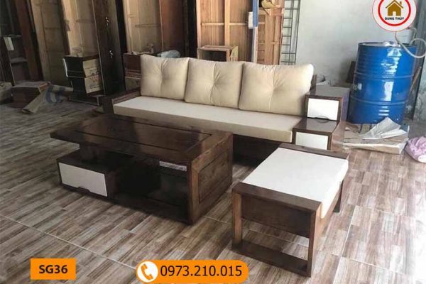 Bộ ghế sofa hộp 3 ngăn kéo gỗ sồi Nga SG36