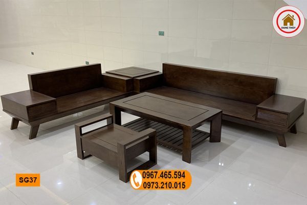 Bộ ghế sofa hộp 2 văng chân oải gỗ sồi Nga SG37