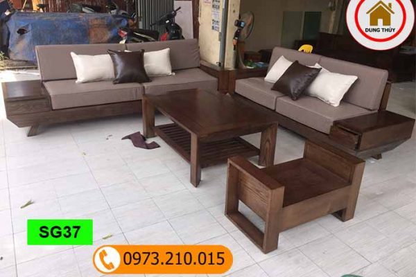 Bộ ghế sofa hộp 2 văng gỗ sồi Nga SG37