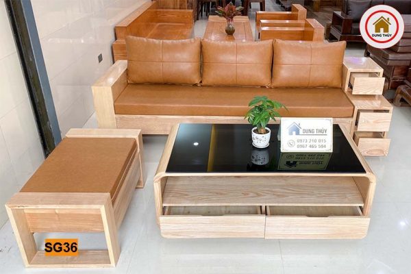 Bộ ghế sofa hộp 3 ngăn kéo gỗ sồi Nga SG36