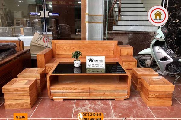 Bộ ghế sofa hộp 3 ngăn kéo gỗ sồi Nga SG36