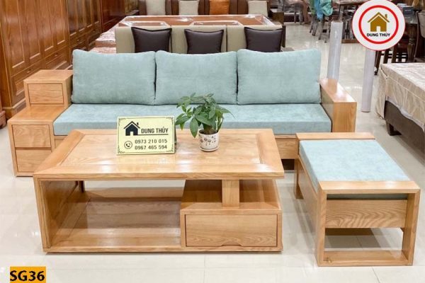 Bộ ghế sofa hộp 3 ngăn kéo gỗ sồi Nga SG36