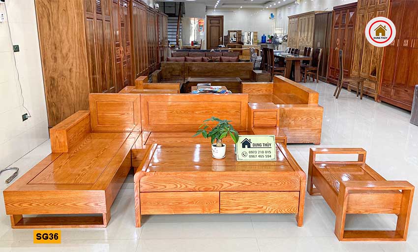 Bộ ghế sofa hộp 3 ngăn kéo gỗ sồi Nga SG36