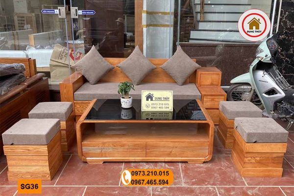 Bộ ghế sofa hộp 3 ngăn kéo gỗ sồi Nga SG36