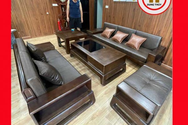 Bộ ghế sofa 2 văng chân quỳ chữ U gỗ sồi Nga SG39