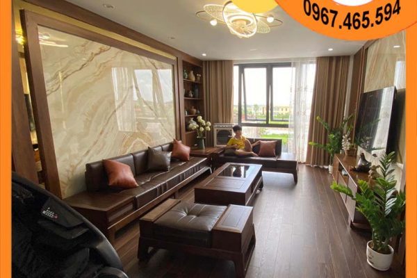 Bộ ghế sofa 2 văng chân quỳ chữ U gỗ sồi Nga SG39 đẹp