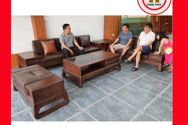 Bộ ghế sofa 2 văng chân quỳ chữ U gỗ sồi Nga SG39