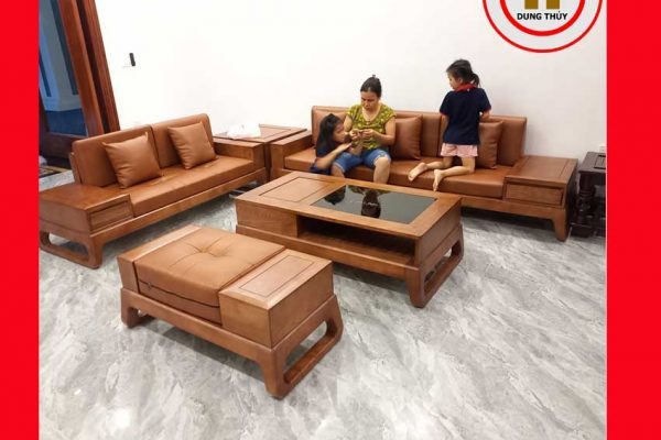 Bộ ghế sofa 2 văng chân quỳ chữ U gỗ sồi Nga SG39