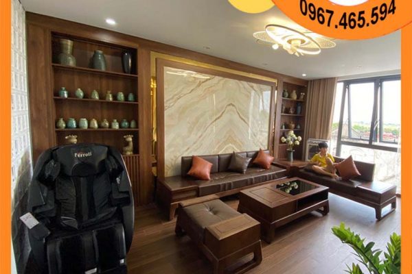 Bộ ghế sofa 2 văng chân quỳ chữ U gỗ sồi Nga SG39 đẹp