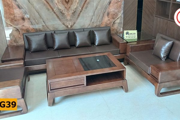 sofa 2 văng gỗ sồi SG39