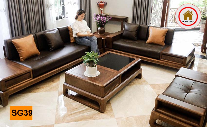 bộ sofa 2 văng chân quỳ đẹp SG39