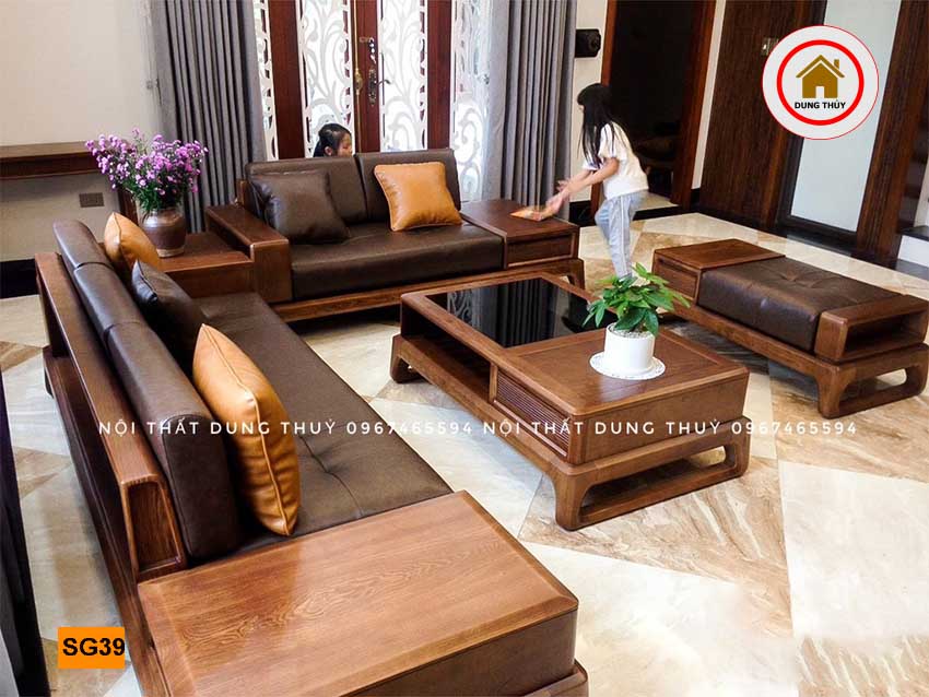 bộ sofa 2 văng chân quỳ đẹp SG39