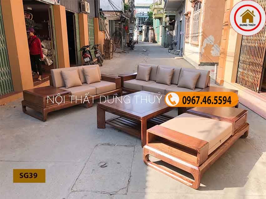 bộ ghế sofa gỗ tự nhiên cao cấp SG39