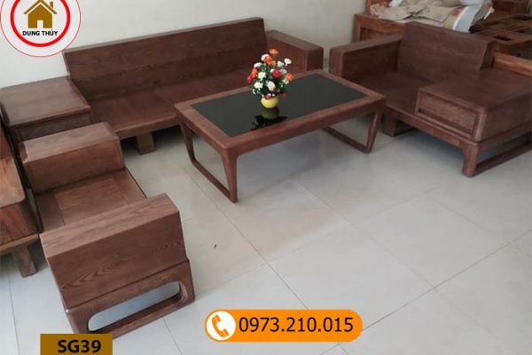 Bộ ghế sofa 2 văng chân vuông gỗ sồi Nga SG39