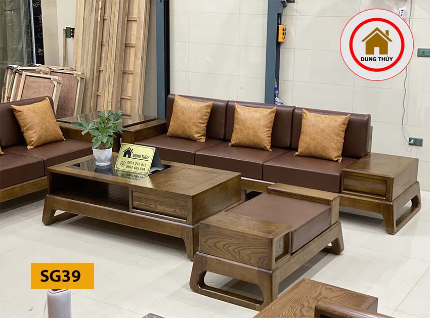 sofa 2 văng chân quỳ gỗ sồi Nga SG39 xịn
