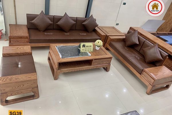 sofa 2 văng chân quỳ gỗ sồi Nga SG39 nét