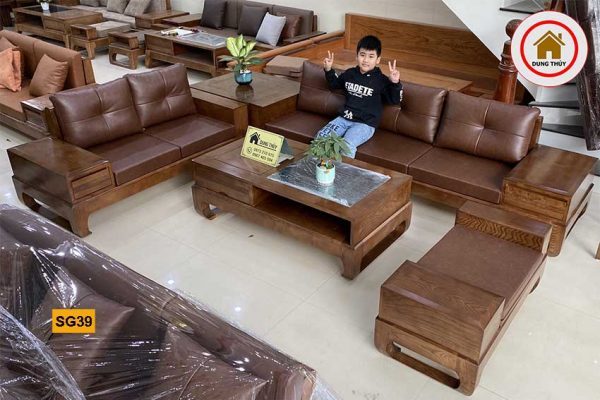 sofa 2 văng chân quỳ gỗ sồi Nga SG39 xịn sò