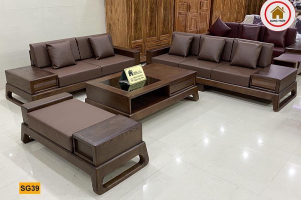 sofa 2 văng chân quỳ gỗ sồi Nga xịn SG39
