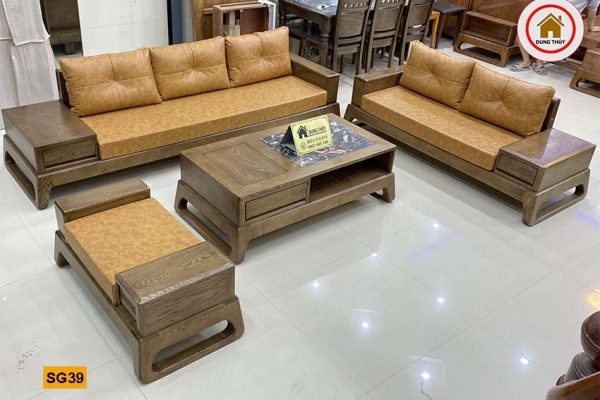 sofa 2 văng chân quỳ gỗ sồi Nga xịn sò SG39