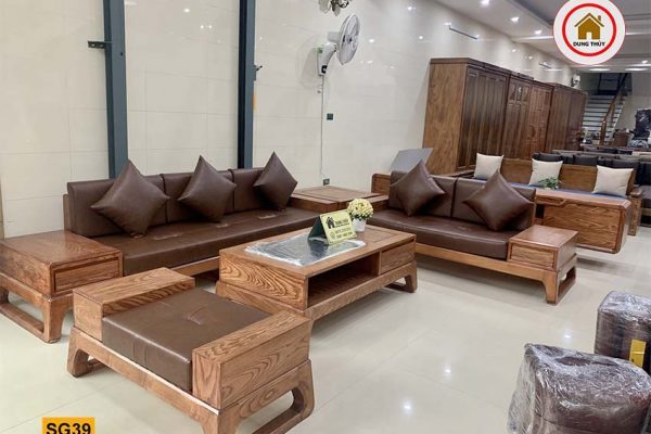 sofa 2 văng chân quỳ gỗ sồi Nga SG39 nét