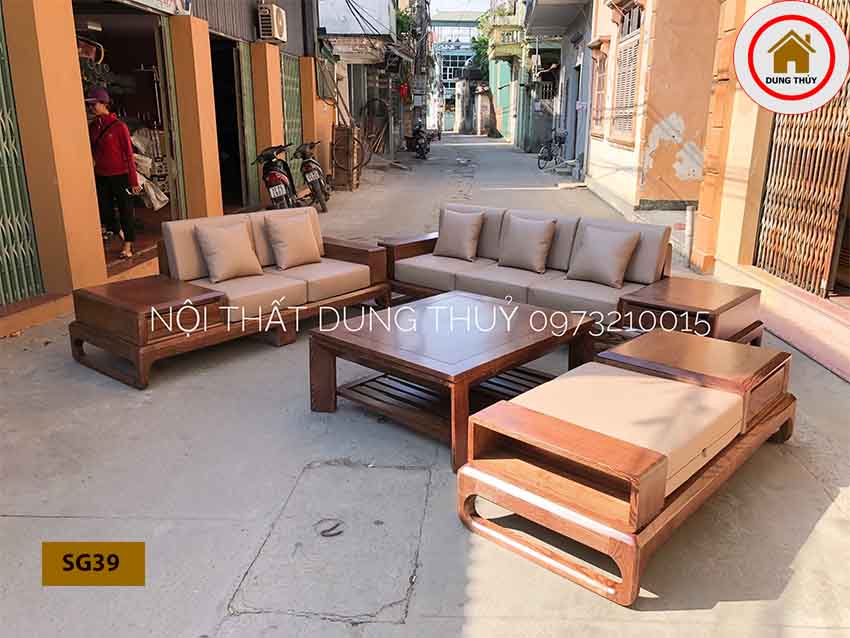 sofa gỗ tự nhiên cho gia đình