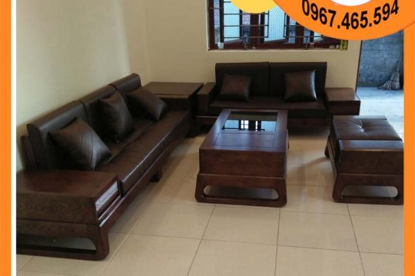 Bộ ghế sofa 2 văng chân quỳ chữ U gỗ sồi Nga SG39