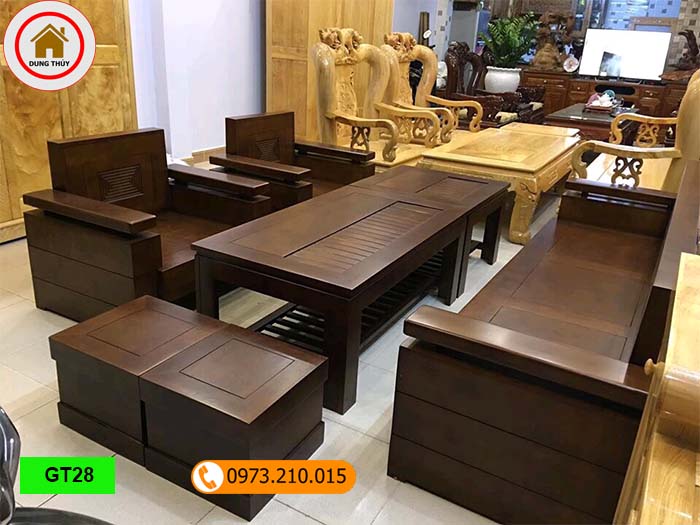 Bàn ghế đối tay trứng mặt và tựa liền gỗ sồi Nga GT28