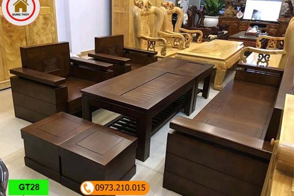Bàn ghế đối tay trứng mặt và tựa liền gỗ sồi Nga GT28