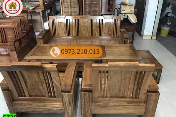 Bộ ghế đối tay 14 gỗ hương xám GT29