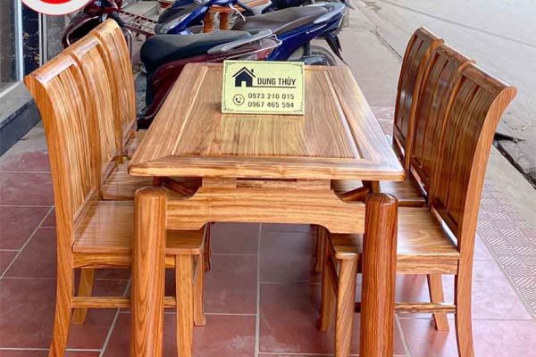 Bàn ăn hình chữ nhật 6 ghế gỗ hương xám BA12